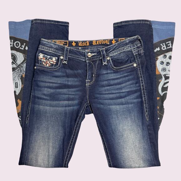 Reworked Rock Forever Rock Revival Bell Bottom Flare Jeans - Picture 7 of 7